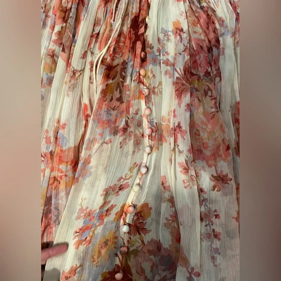Zimmermann Devi Gathered Yoke Long Sleeve Chiffon Dress NWTsizeAU 2 ( US 8 )